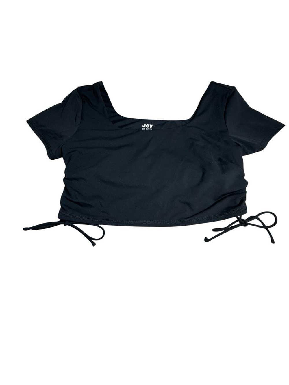 JoyLab‎ Black Square-Neck Crop Tee with Side Drawstrings